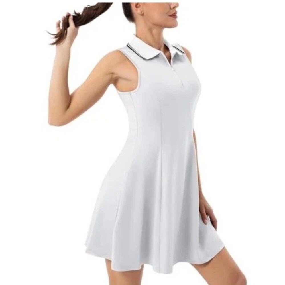 WOMEN'S TENNIS GOLF DRESS WORKOUT ATHLETIC White With Black Trim XXL With Shorts